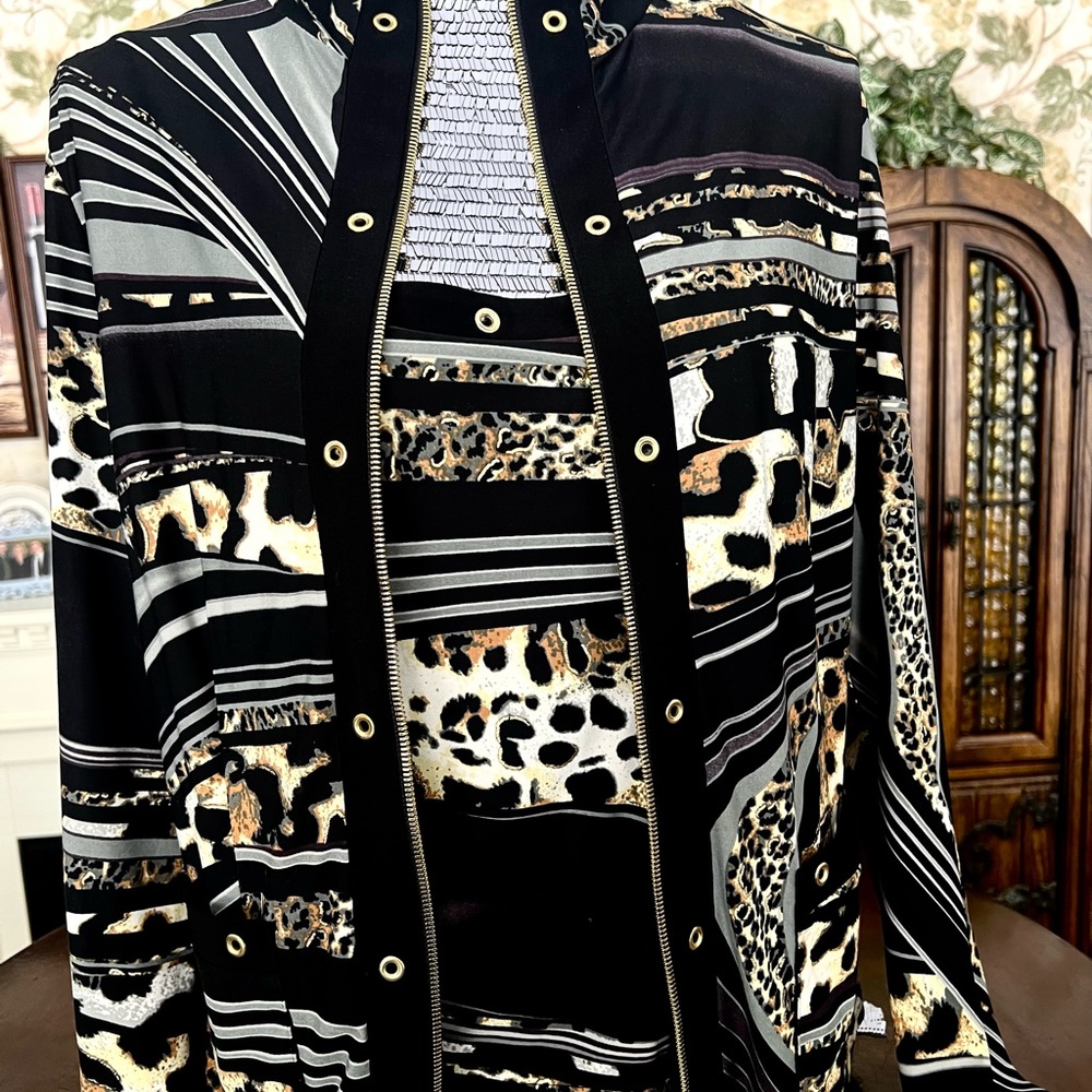 Stylish Black and Gold Women's Jacket with matching shell
